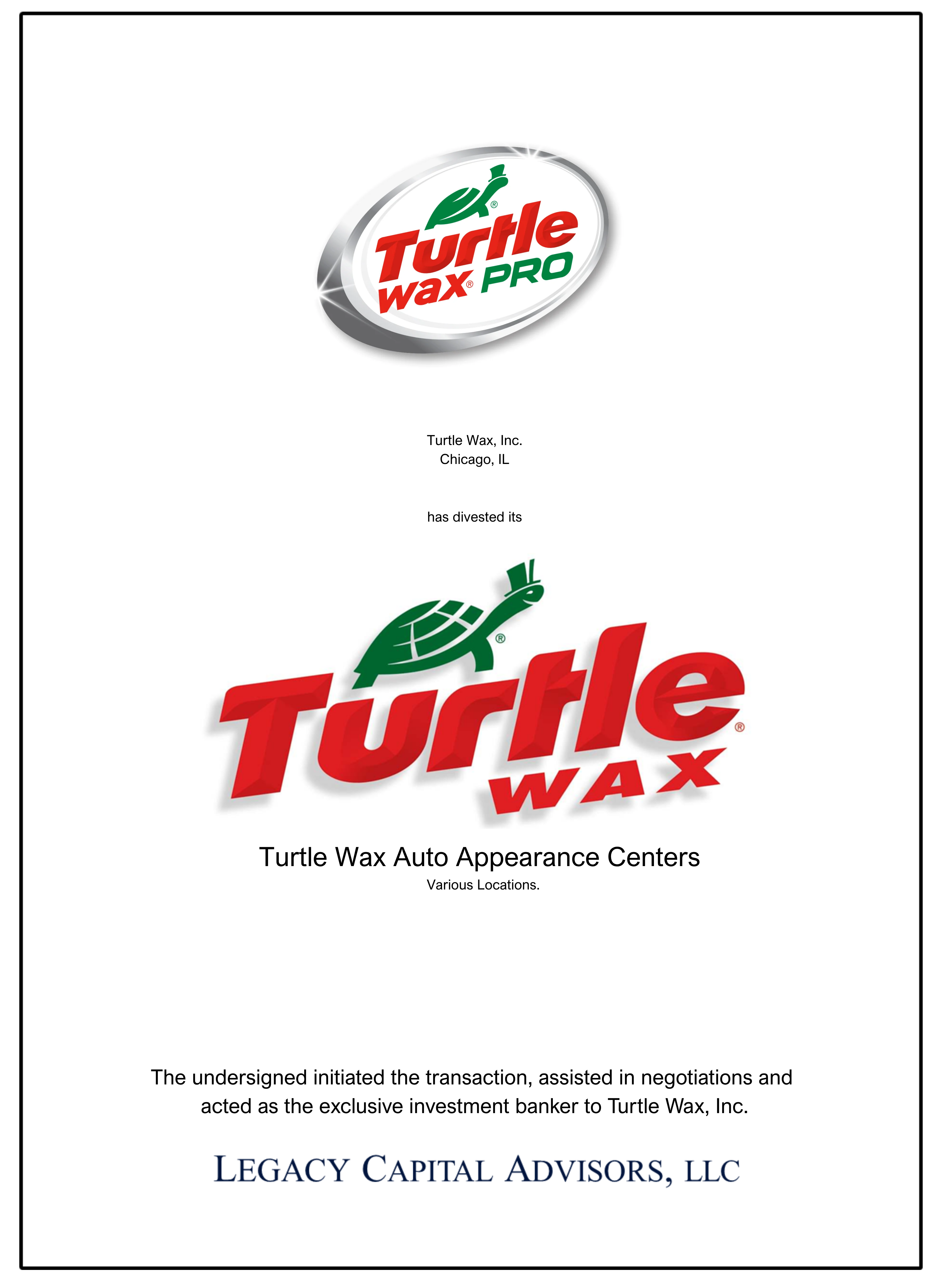 Turtle Wax Car Wash transaction tombstone