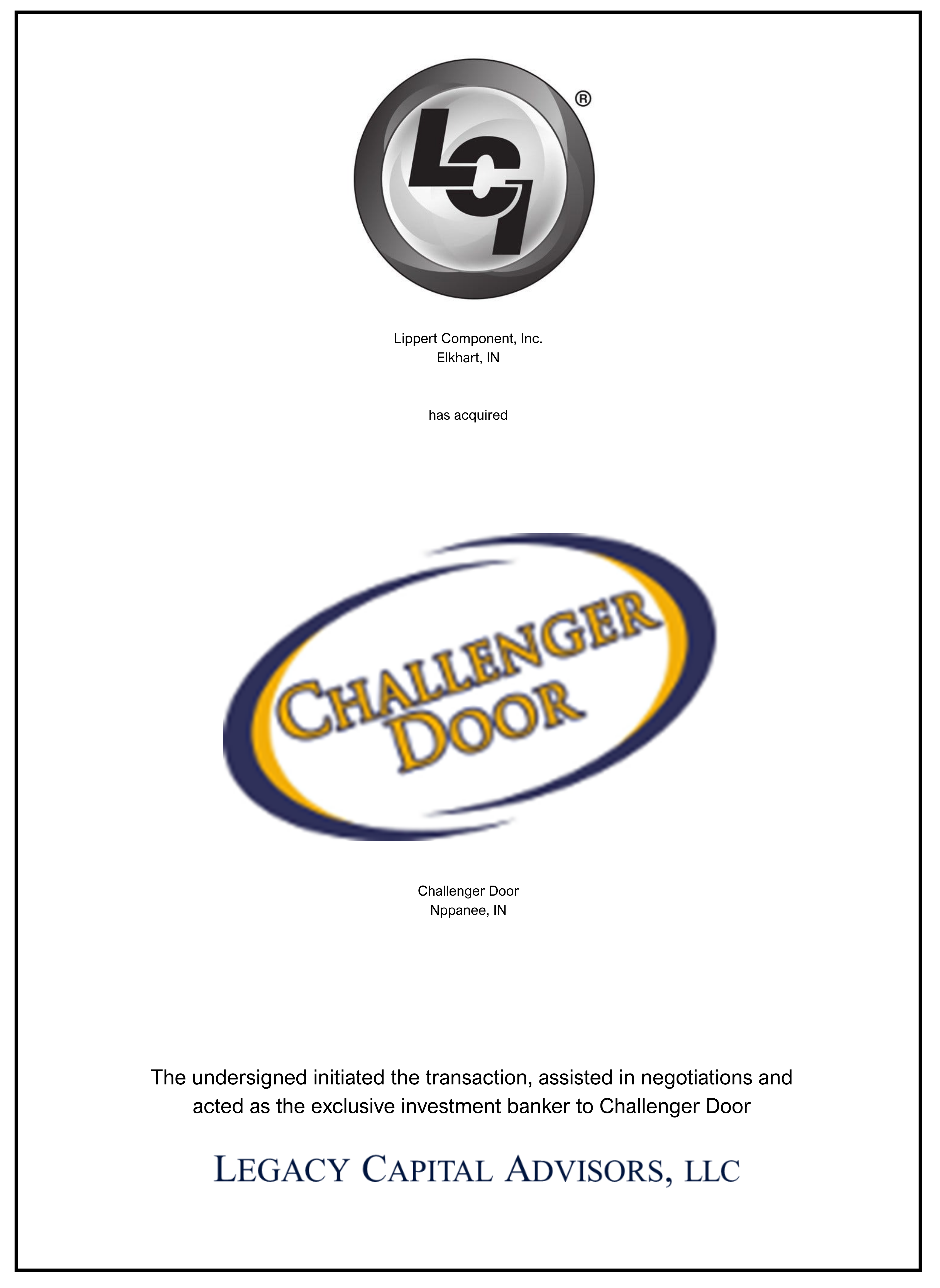 Challenger Door transaction tombstone