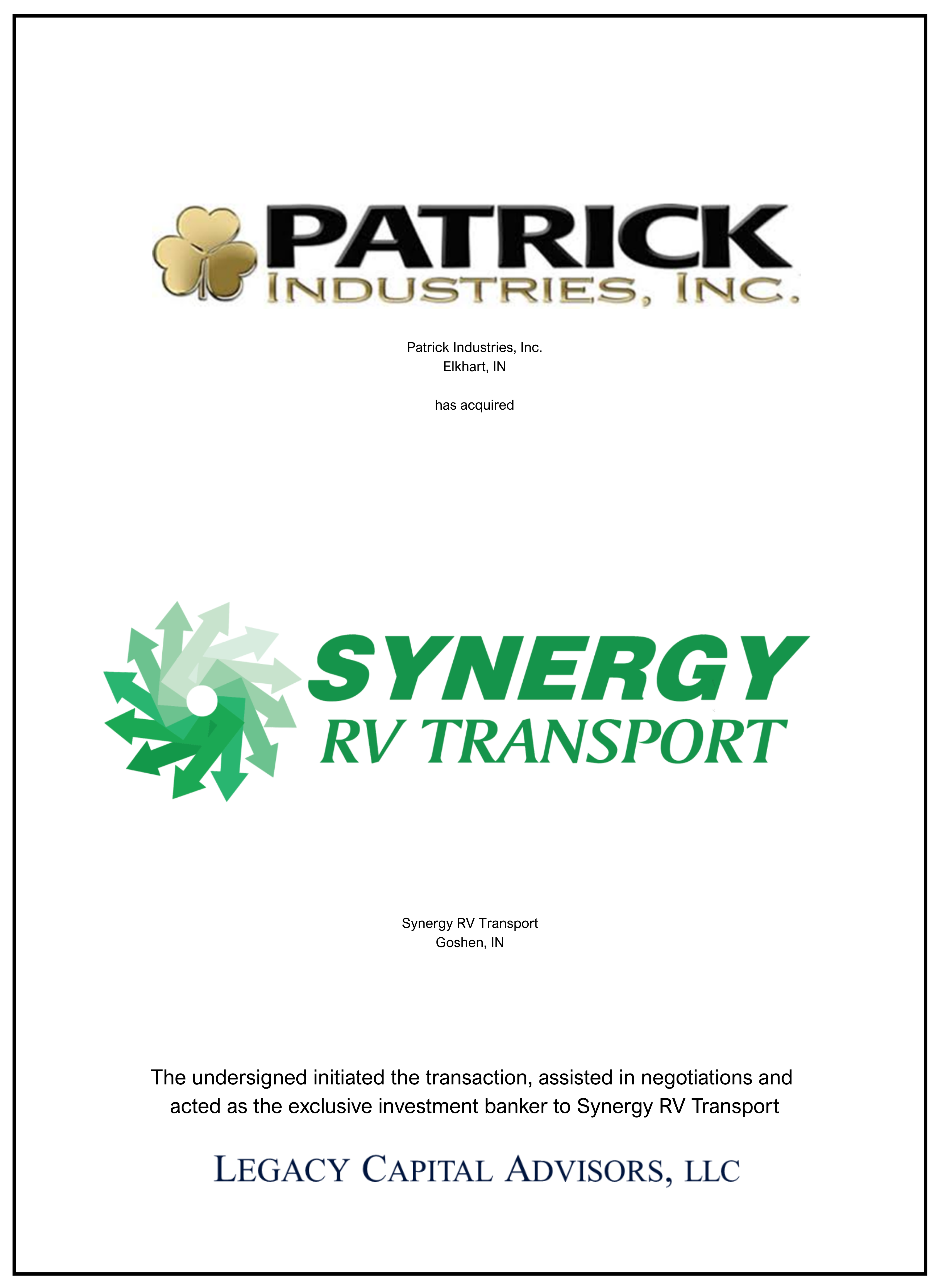 Synergy Transport transaction tombstone